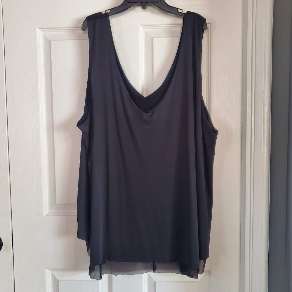 Torrid Black V-Neck Draped Sleeveless Tank 4XL